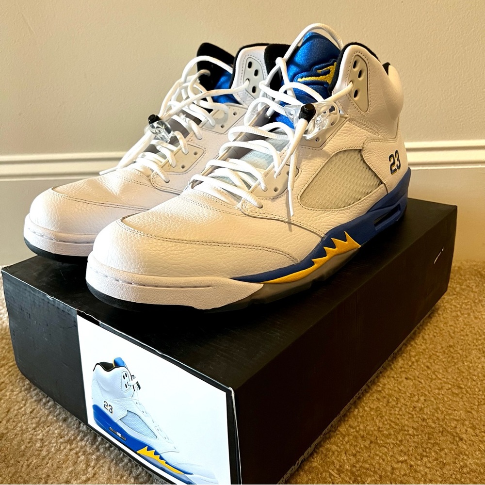 Size 18 - Jordan 5 Retro Laney 2013 - 136027-189 OG V White Yellow Blue With Box